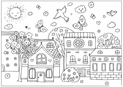 Весенняя погода Раскраска Весенняя погода