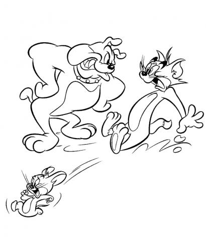 Спайк напугал Тома Раскраска Спайк напугал Тома