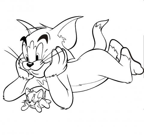 Том и Джерри отдыхают Раскраска Том и Джерри отдыхают